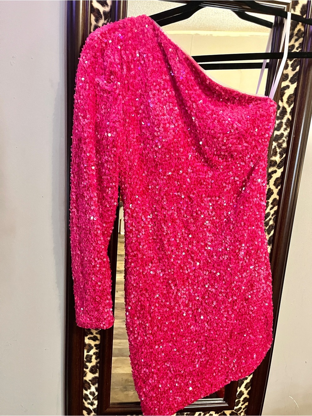 hot pink sequin hoco dress